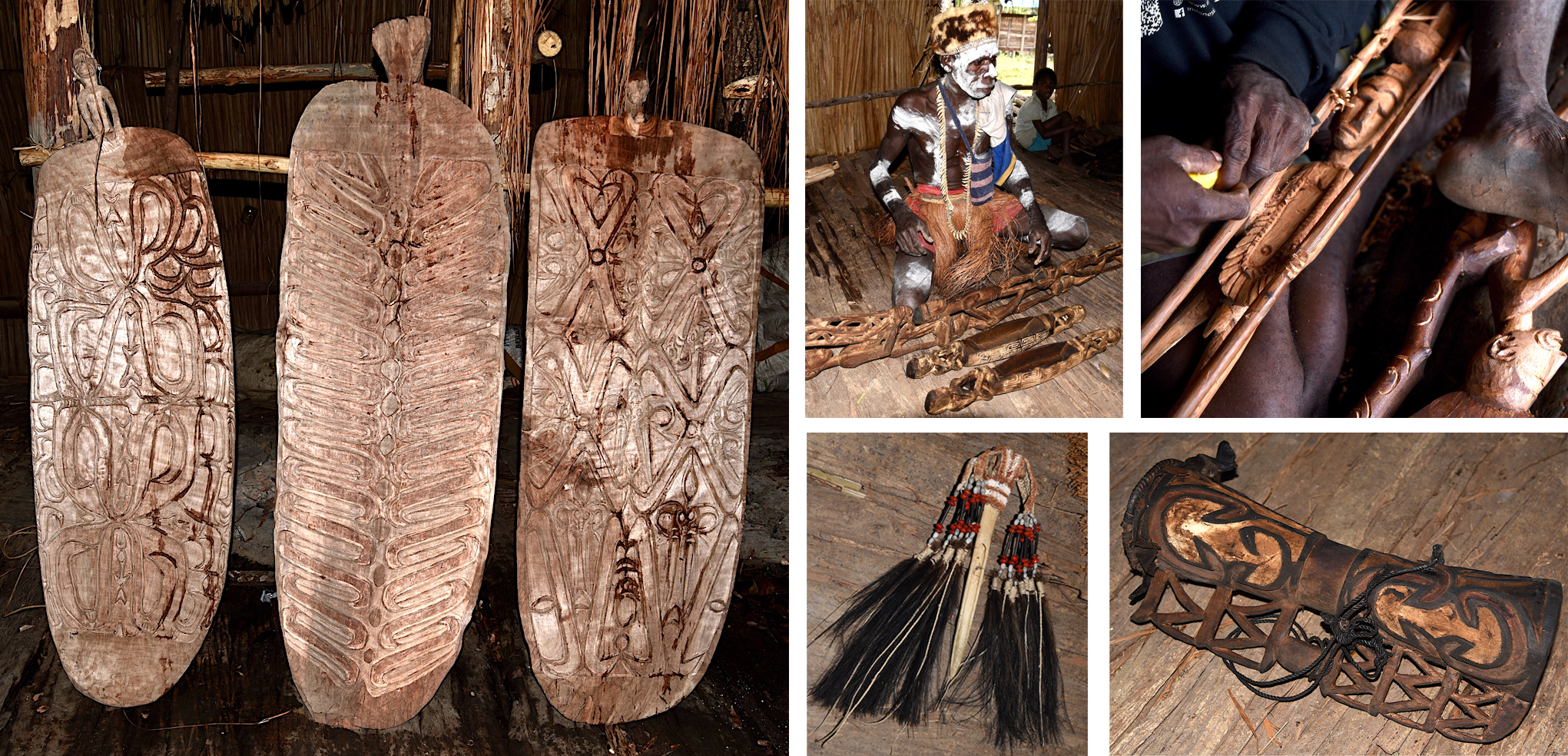 Asmat carved artifacts. Photo by Pierre Constant