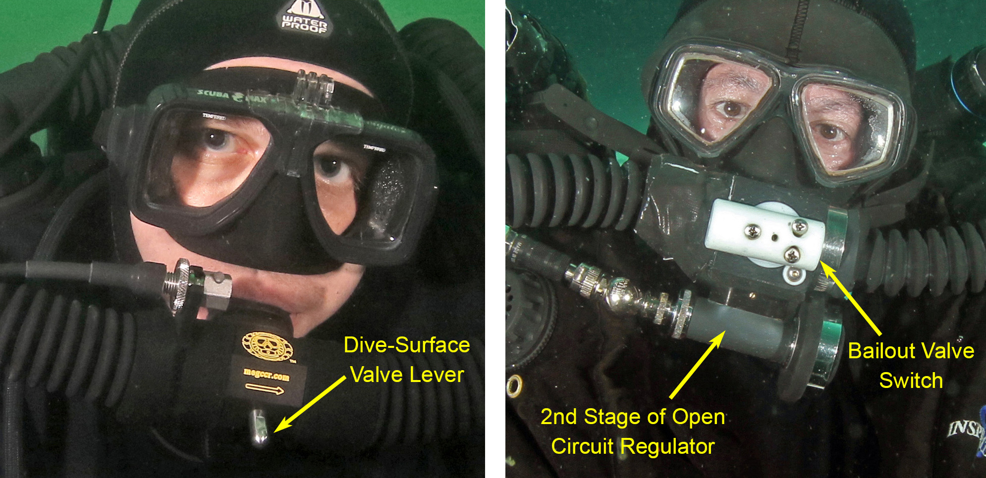 Figure 2: Dive-surface valve (DSV) vs. bailout valve (BOV)