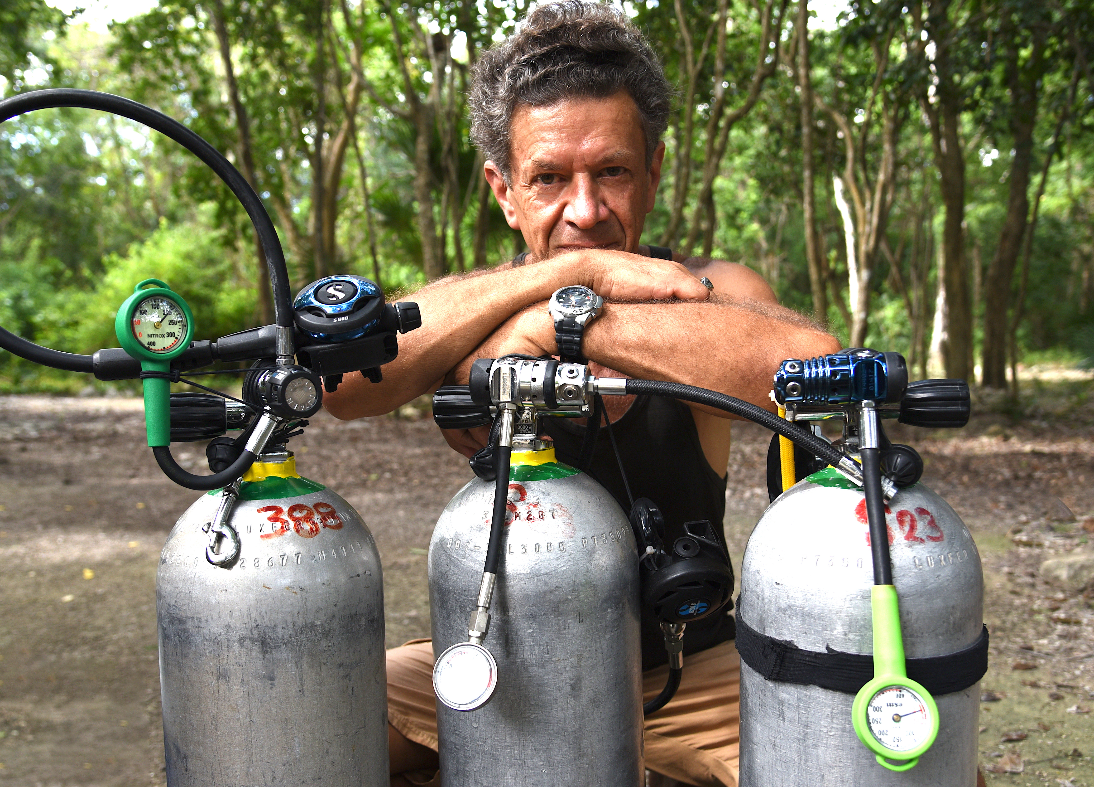 Pierre Constant with sidemount and stage tanks