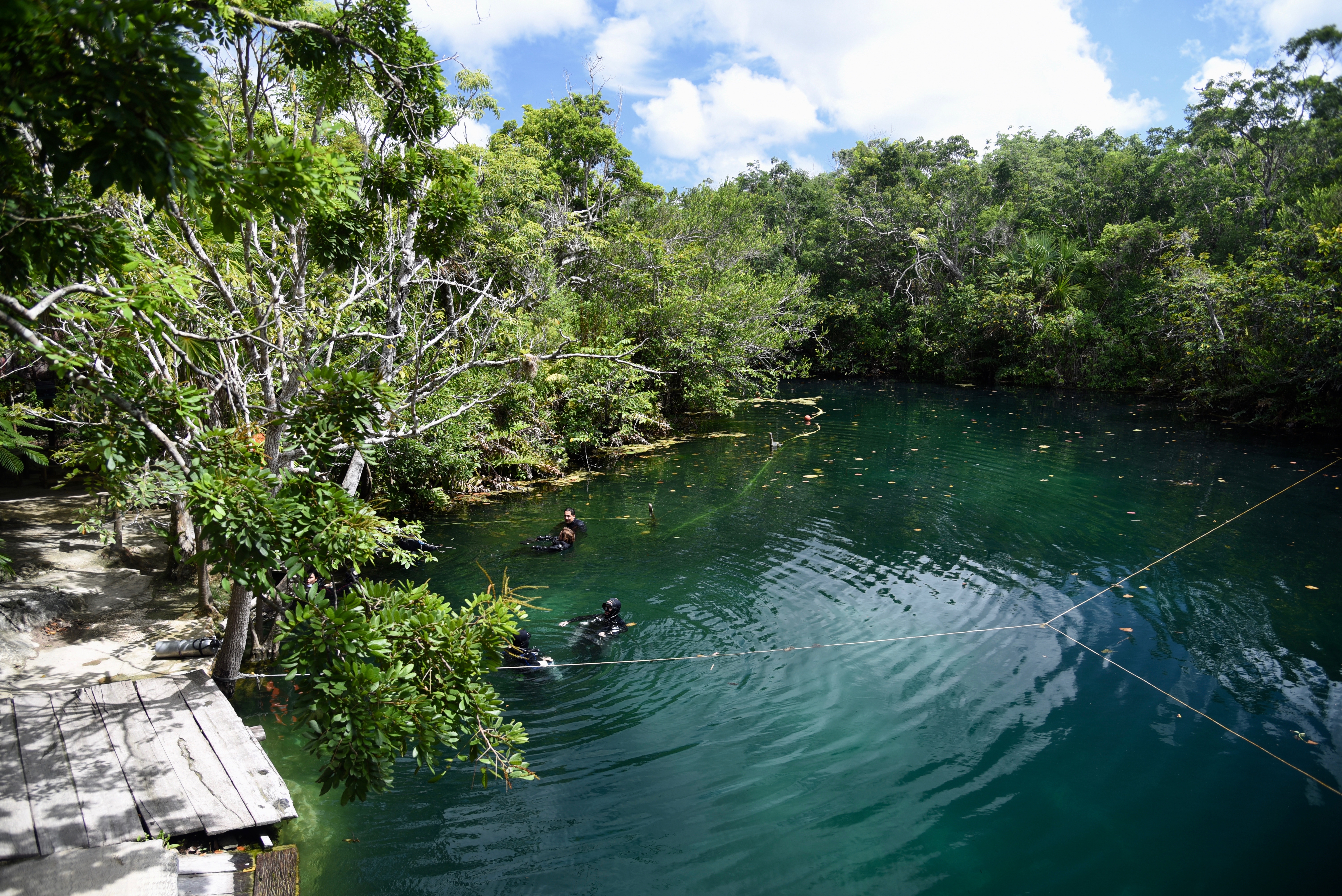 Divers in Carwash cenote. Photo by Pierre Constant