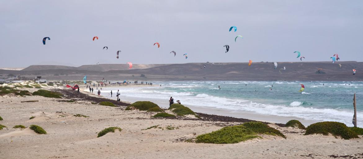“Kite Beach,” a place for kite surfers in Santa Maria, Sal Island. Photo by Pierre Constant