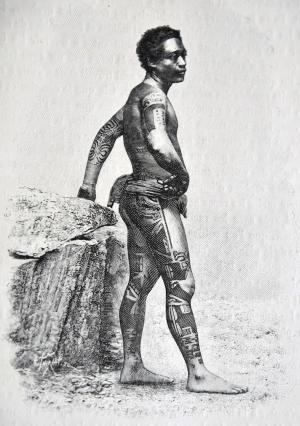 Tattoed Marquesan warrior