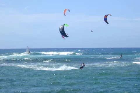 Kite surfing, Oahu, Hawaii