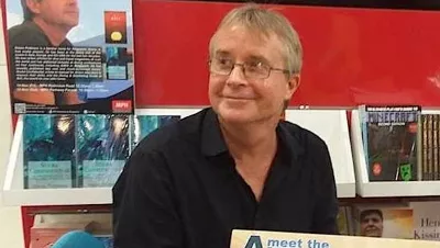 Author Simon Pridmore at a book signing of his books