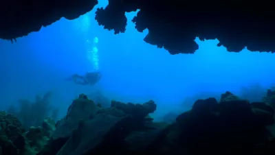 Diver in silhouette