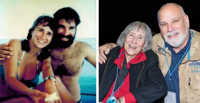 Pioneers Dr Eugenie Clark and Howard Rosenstein in 1974 (photo courtesy of Howard Rosenstein) and several decades later (photo by Olga Torrey)