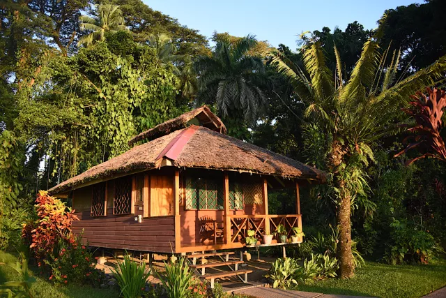 Bungalow, built in traditional style, at the resort 
