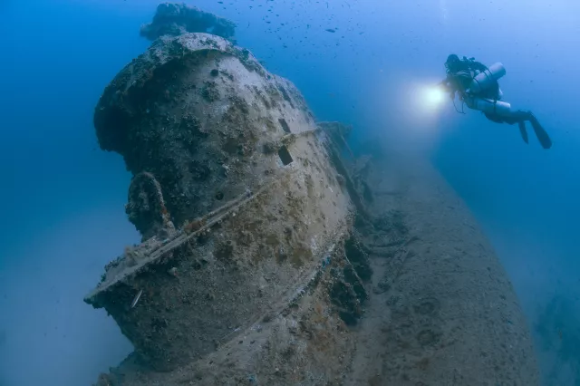 Scenes from the wreck of the British submarine  HMS Stubborn, which lies at 55m of depth. Photo by Steve Jones