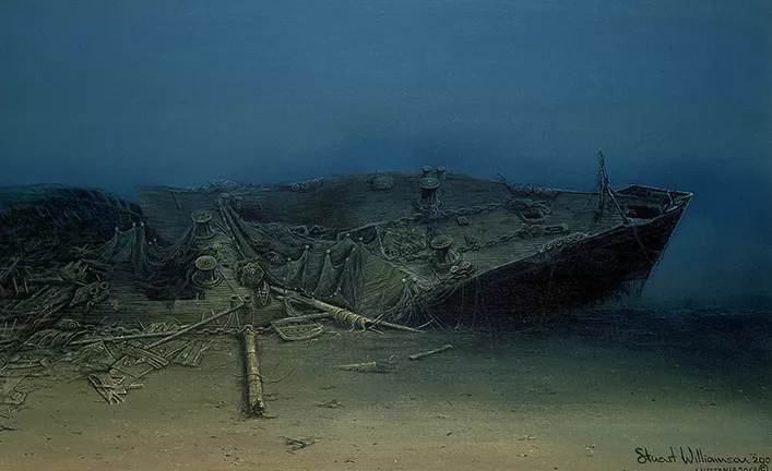 Painting of the wreck of Lusitania by Stuart Williamson