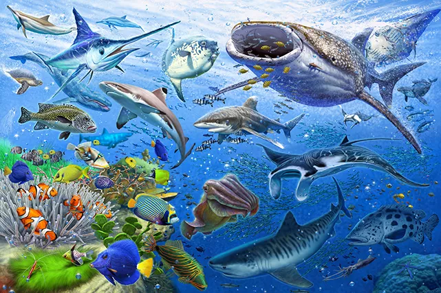 Under the Sea, by Rudolf Farkas. Digital illustration, 660 x 480mm, 300 dpi