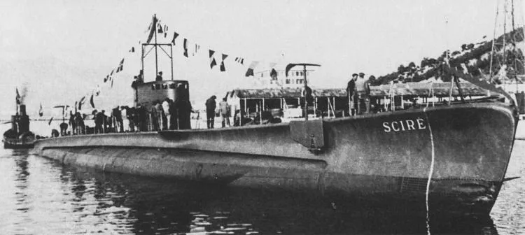 Historical photo of the WWII Italian submarine Scirè