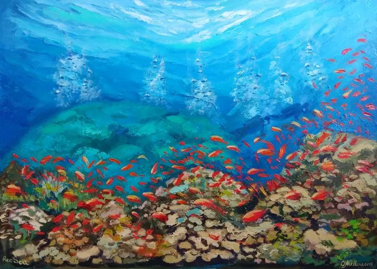 Middle Reef, by Olga Nikitina. Oil on canvas, 50 x 70cm