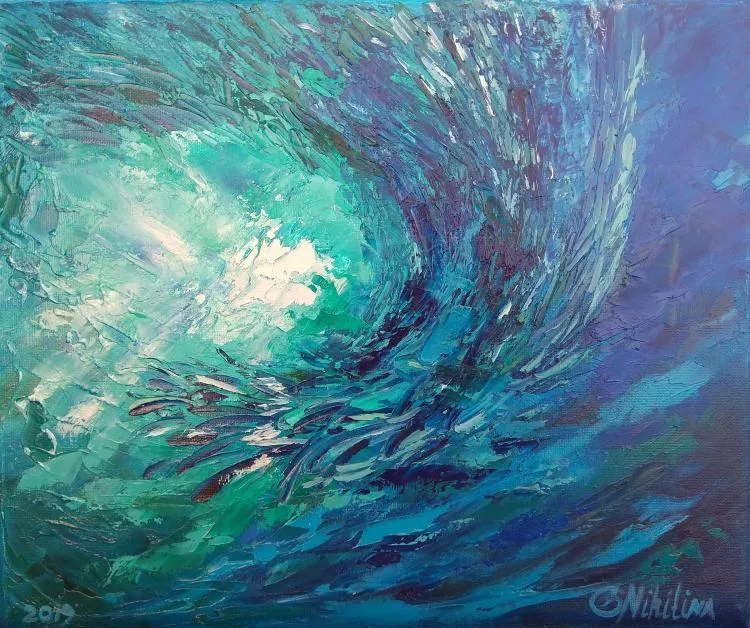 Ocean, by Olga Nikitina. Oil on canvas, 25 x 30cm