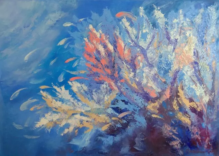 Pink Coral, by Olga Nikitina. Oil on canvas, 50 x 70cm