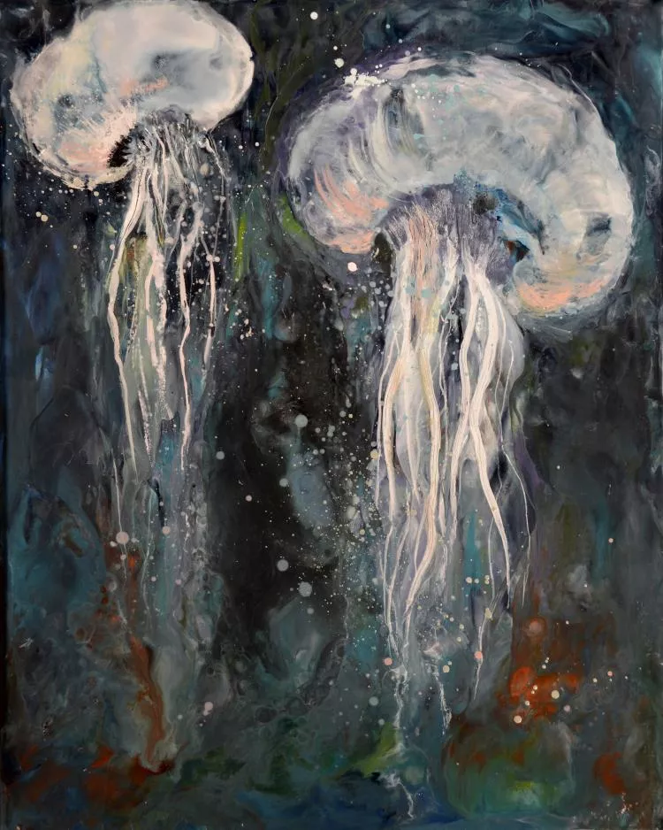 Jellies, encaustic, 20x16 inches, by Judith Gebhard Smith