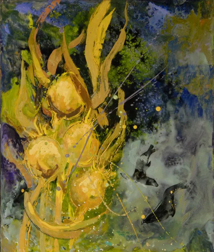 Kelp Dream, encaustic, 12x10 inches, by Judith Gebhard Smith