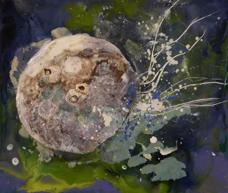 Shell We Dance, encaustic, 11x14 inches, by Judith Gebhard Smith