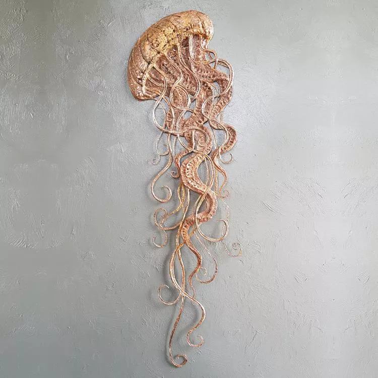 Jellyfish, electroformed copper sculpture, 100 x 30cm, by Dave Clarke
