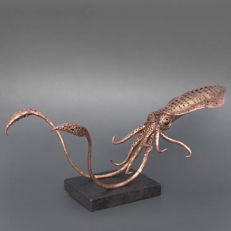 Squid, electroformed copper sculpture by Dave Clarke