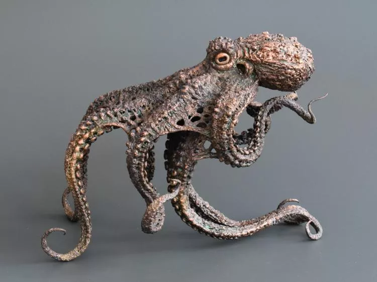 Octopus, electroformed copper sculpture, by Dave Clarke