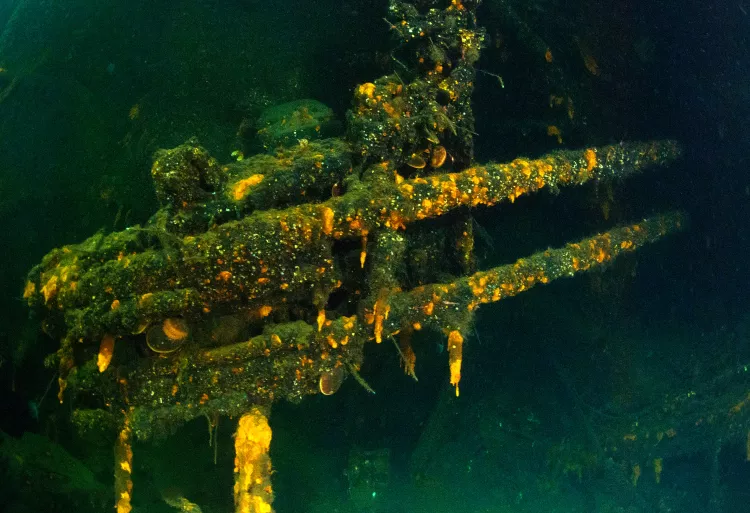 Anti-aircraft guns on the Blücher wreck 
