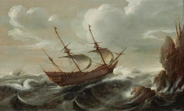 Painting of a pinnace by Cornelis Verbeeck, 1625