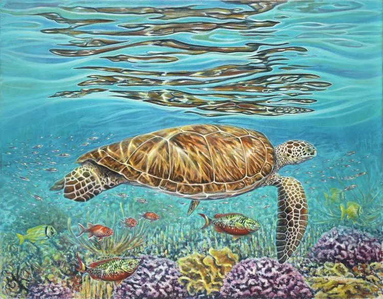 Turtle Reef, 22 x 28in, acrylic on canvas, by Curtis Atwater