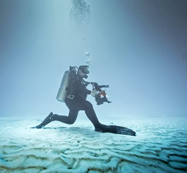 Underwater photographer, photo by Olga Torrey
