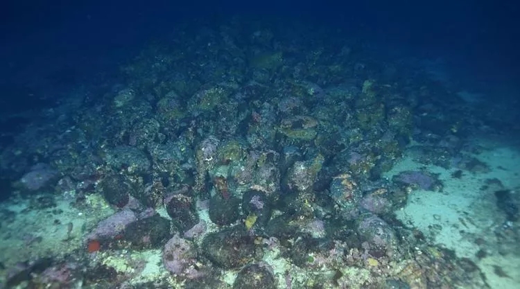 One of the three shipwrecks found in Tunisia's Skerki Bank during a 2022 expedition
